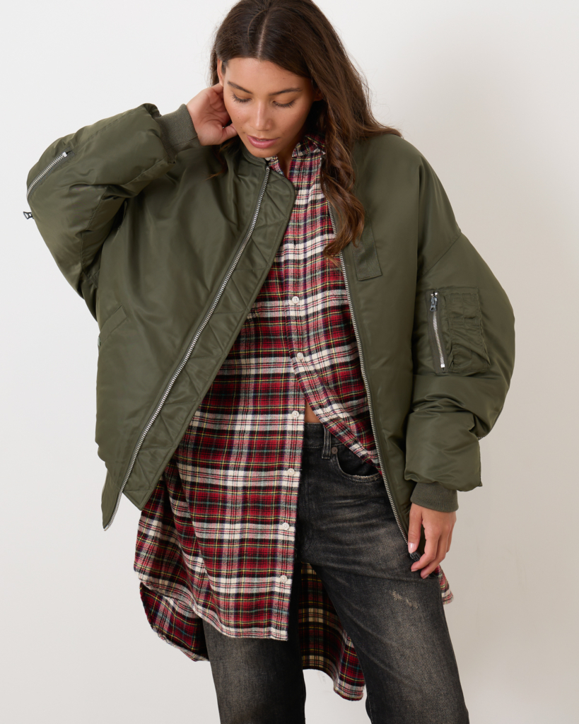 R13 Zip Out Bomber Olive