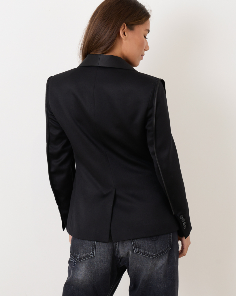 R13 Flat Sleeve Tuxedo Blazer Black