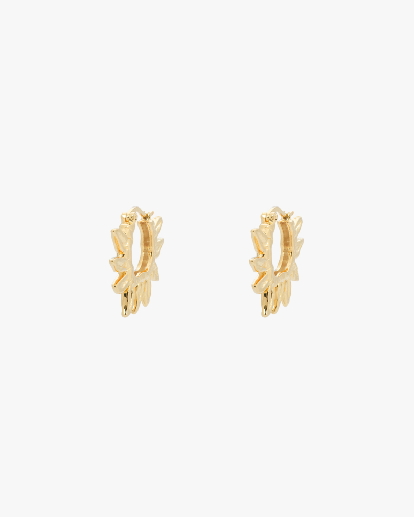 Anna + Nina Sunflower Petals Hoop Earrings Gold Plated