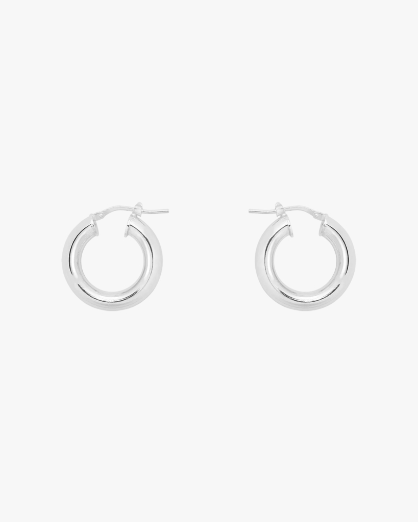 Anna + Nina Thick Plain Hoop Earrings (S) Silver