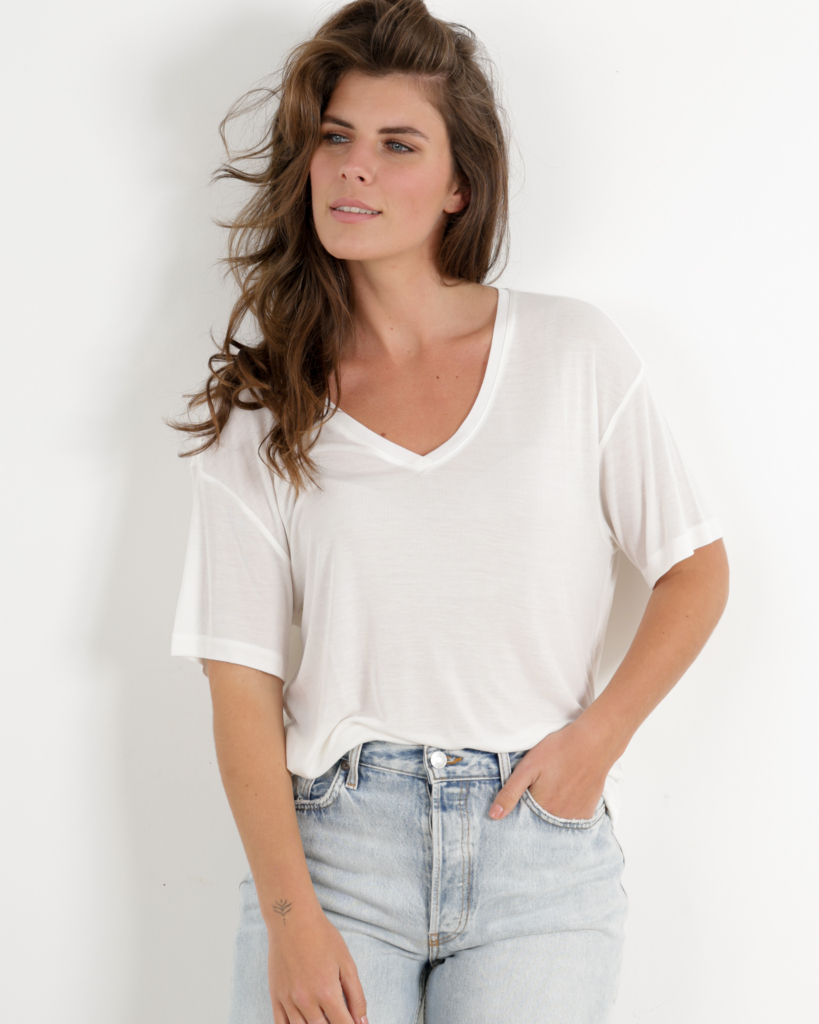 Anine Bing Vale Tee Off White Cashmere Blend
