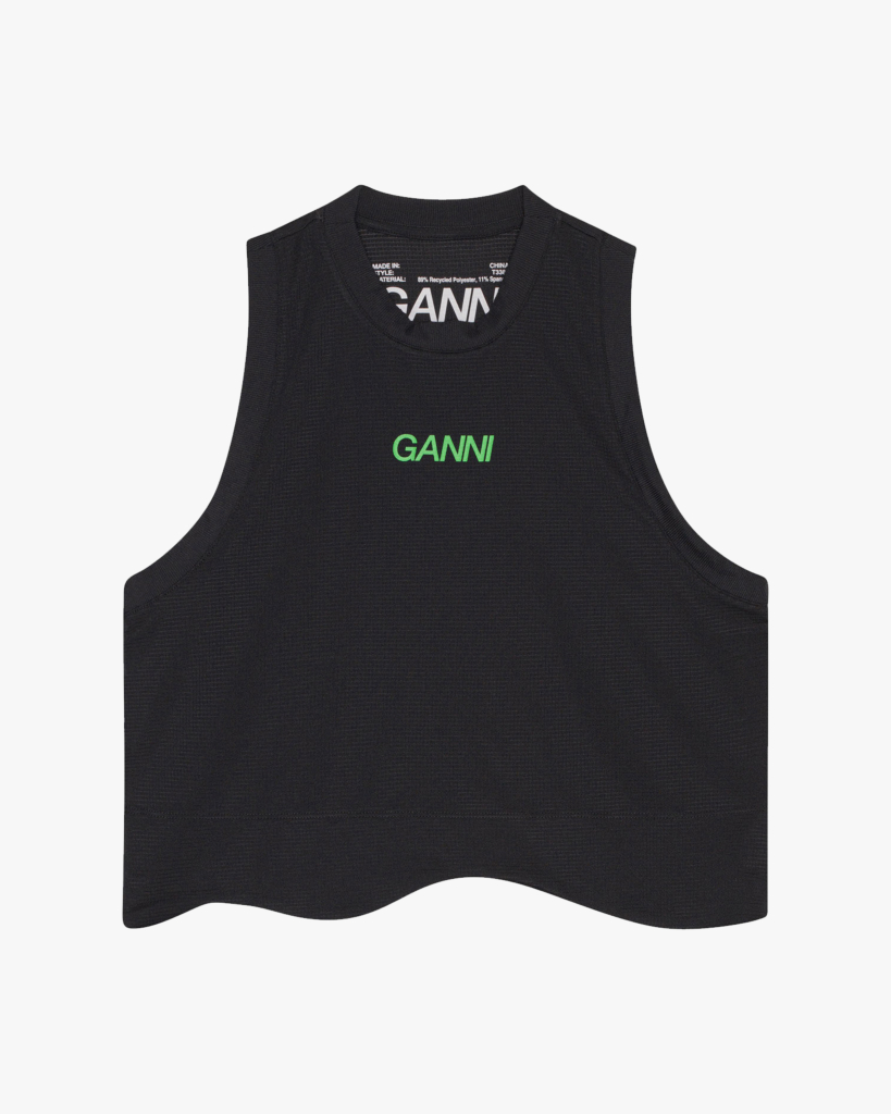 Ganni Active Mesh Top Black