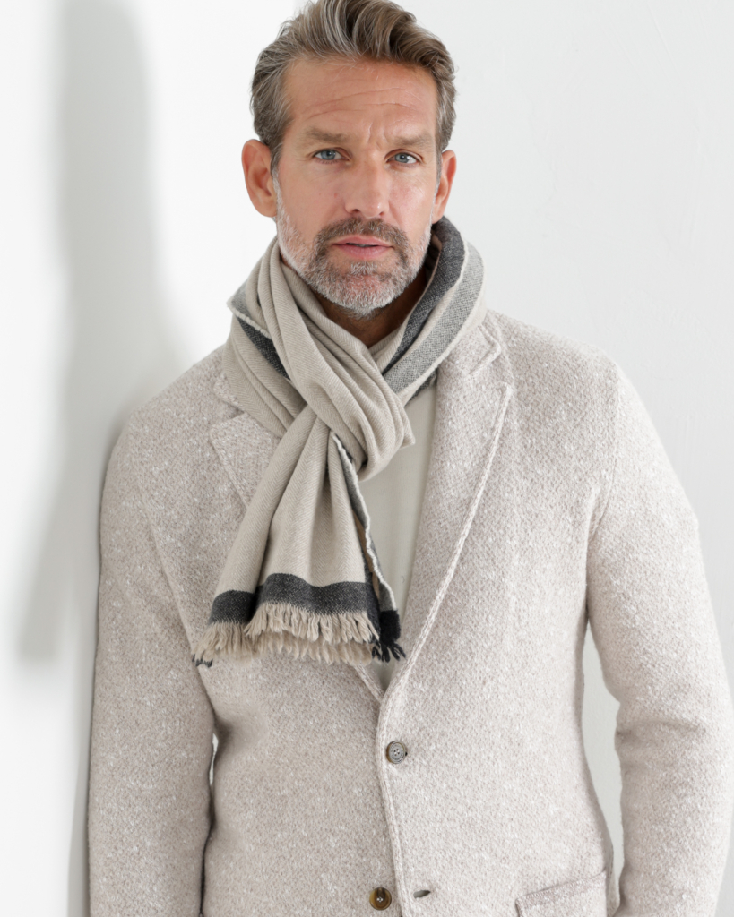 Begg & Co Davy Scarf Natural Charcoal