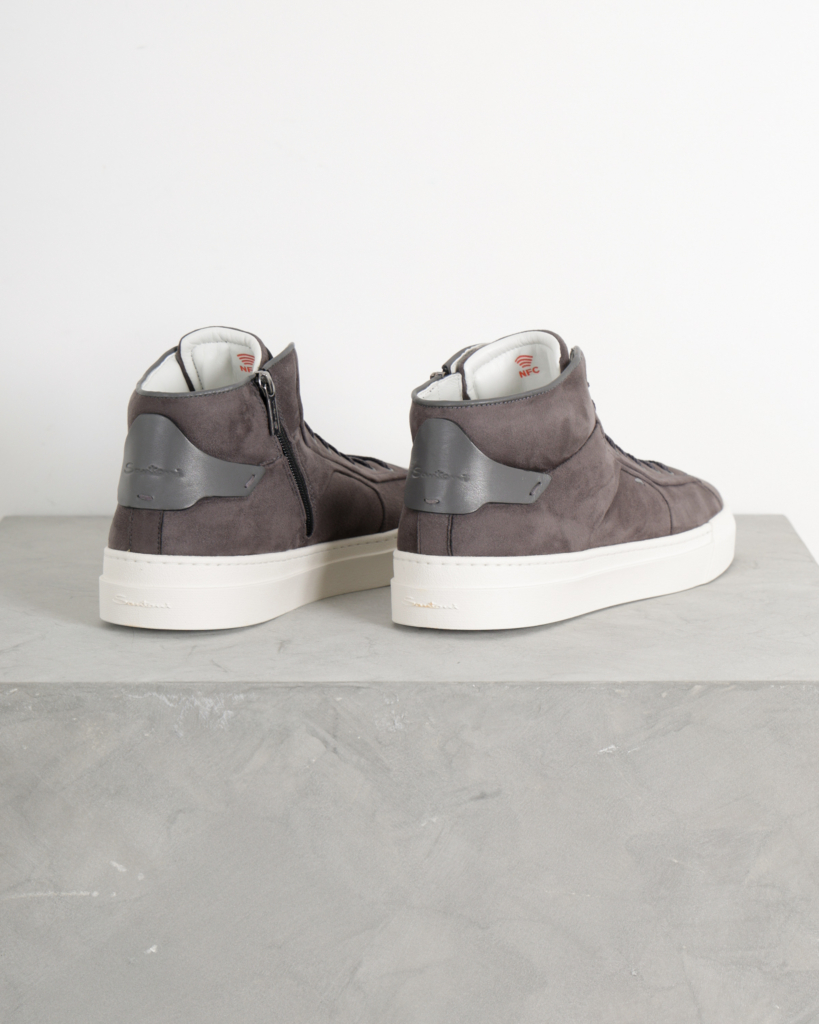 Santoni  Greenson High-Top Suede Sneaker Grey