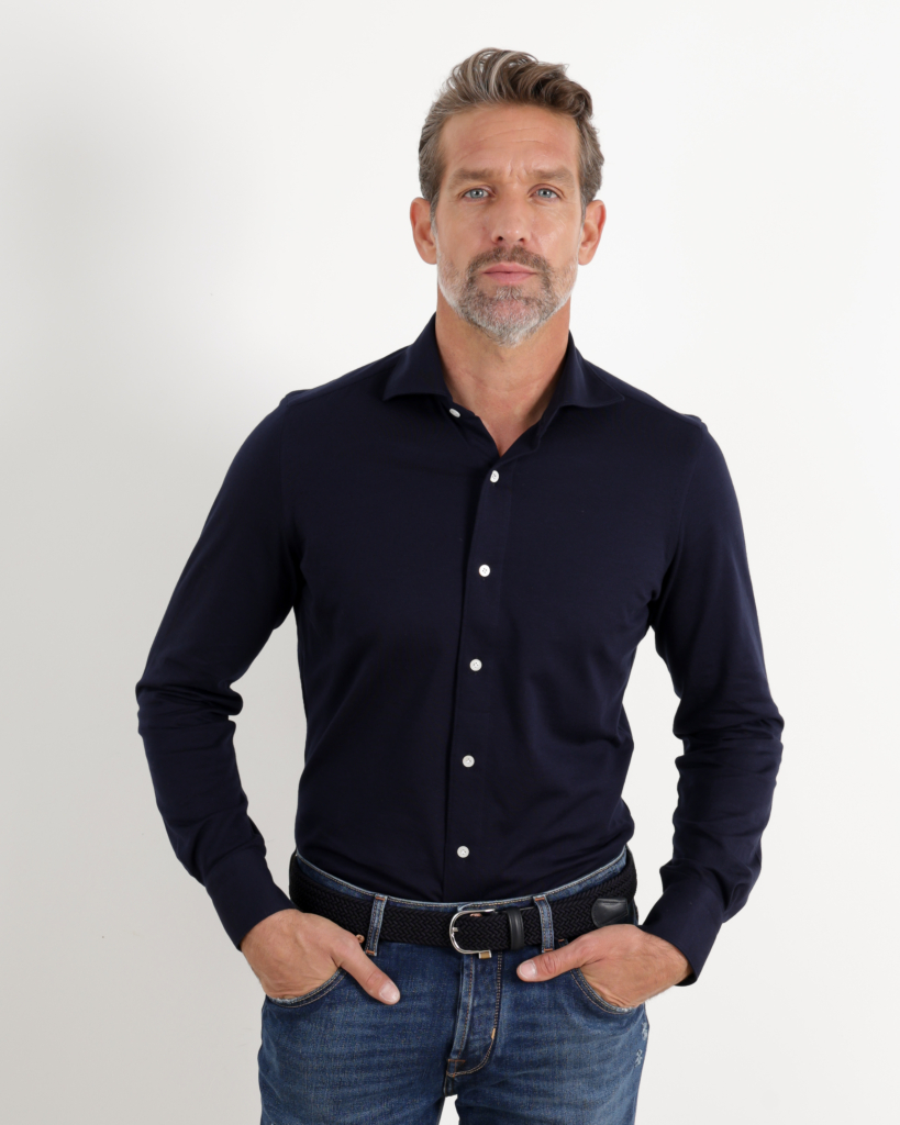 Finamore 1925 Casual Cashmere Blend Shirt Navy