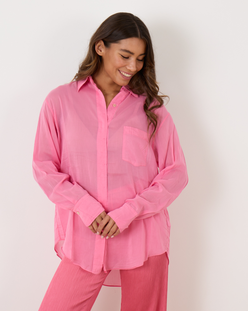 Oversized Voile Shirt Pink