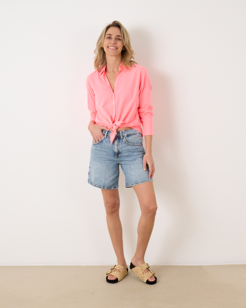 Xírena blouse lange mouw neon pink