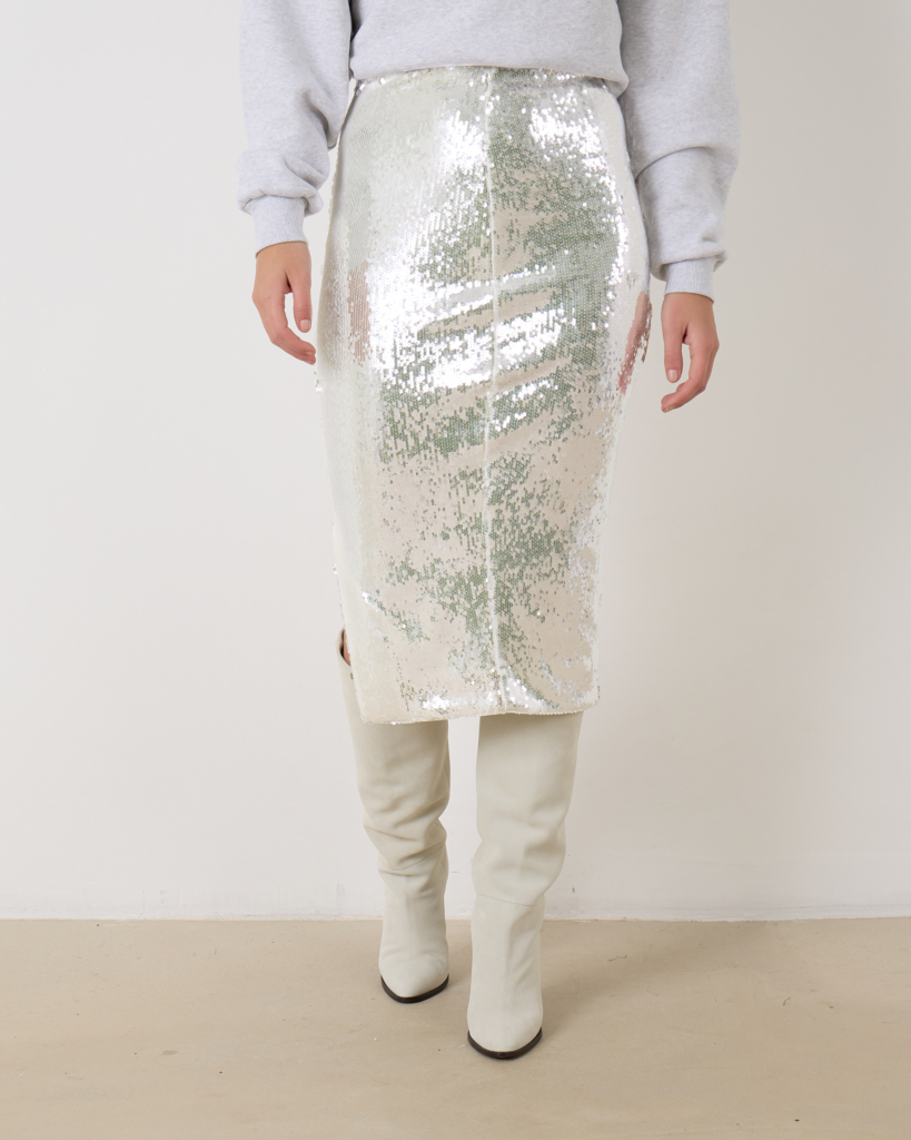 Rotate Sequins Pencil Skirt Silver
