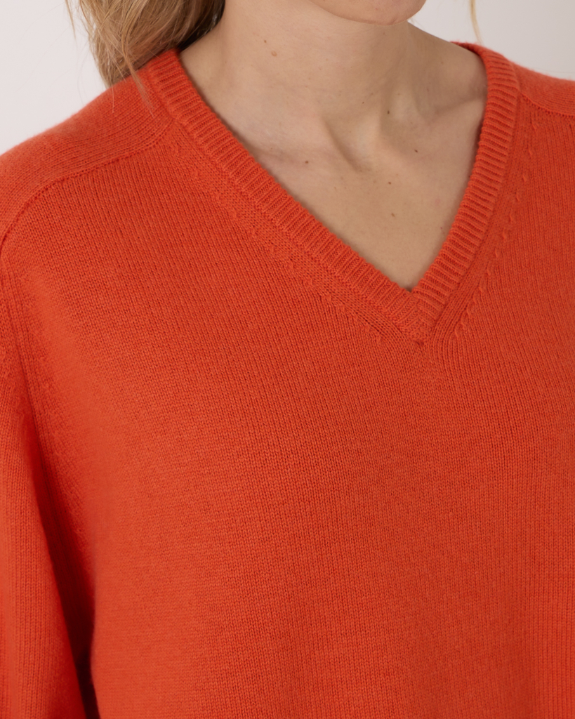 6397 V-neck Pullover Orange Red