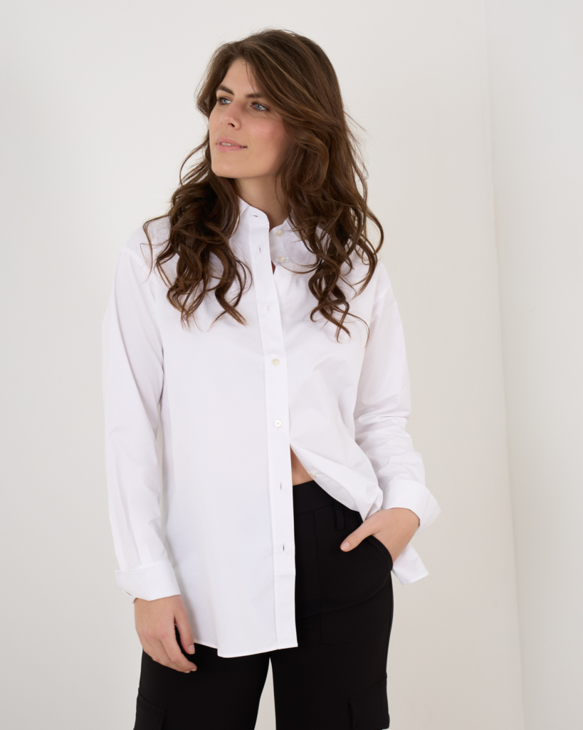 Closed Oversized Dropped Shoulder Blouse White