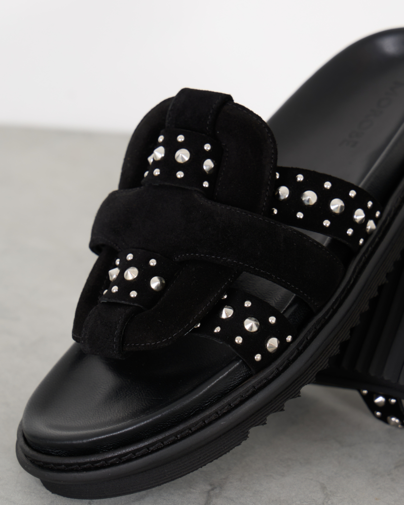 Morobé Emilia Flat Sandals Soft Black Studs
