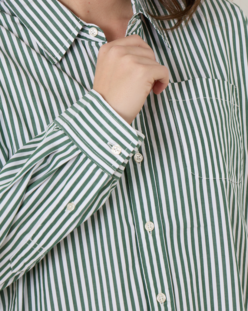 Denimist Button Front Shirt Green Stripe