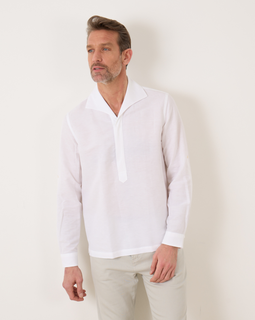 Sease Half Button Shirt White