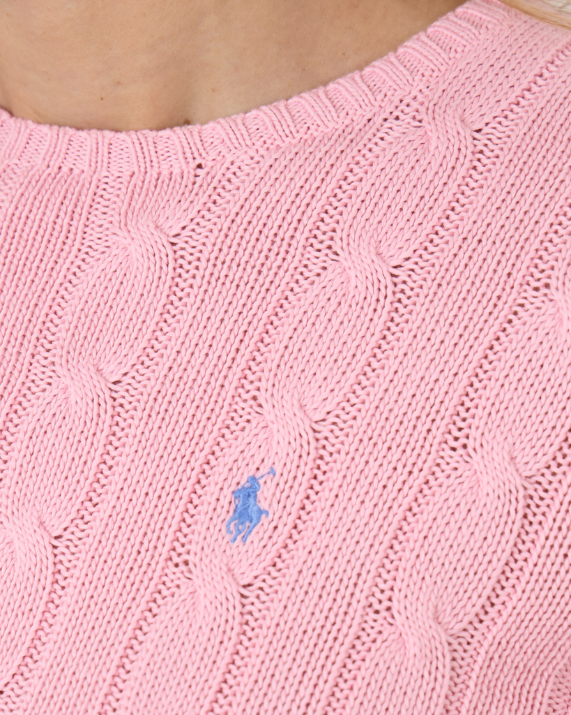 Ralph Lauren Julianna Cable Knit Pullover Carmel Pink