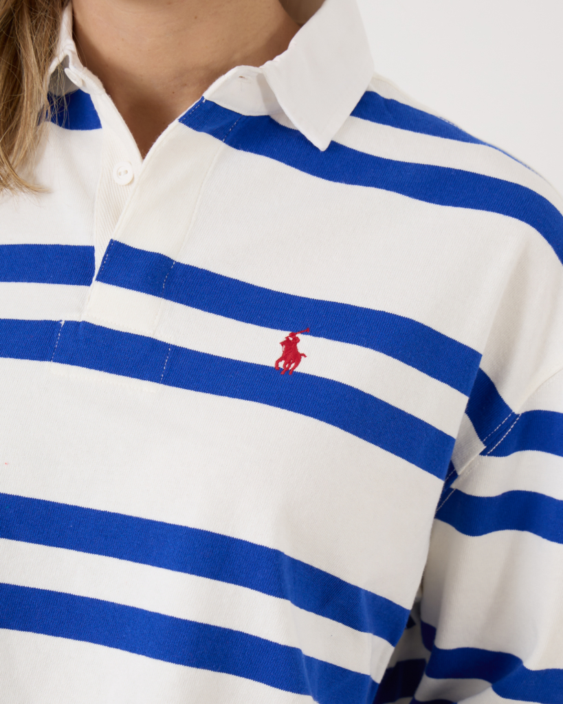 Ralph Lauren Longsleeve Rugbyshirt Striped White Blue