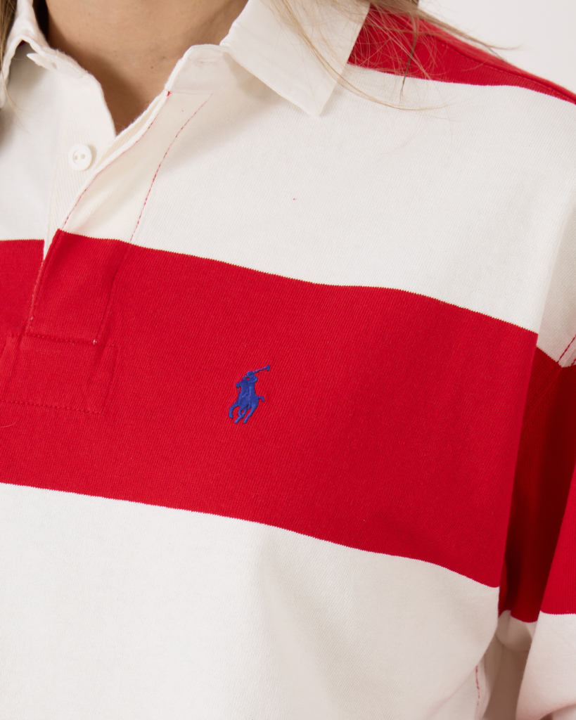 Ralph Lauren Longsleeve Rugbyshirt Striped White Red