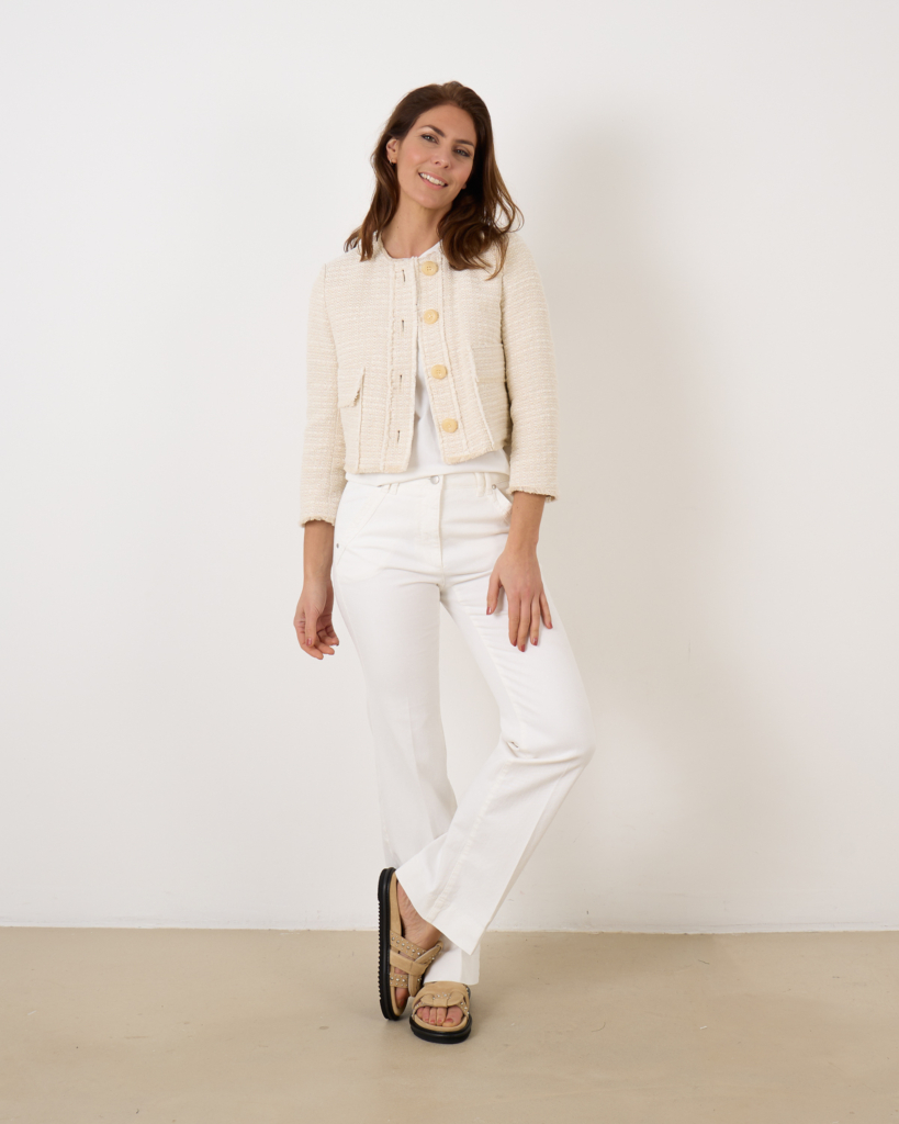 Luisa Cerano Tweed Style Jacket Ivory