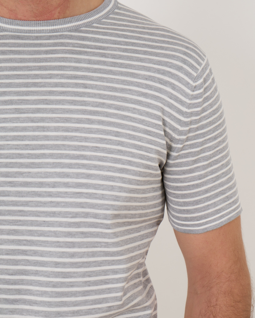 Aspesi Pullover Short Sleeve Stripe Grey