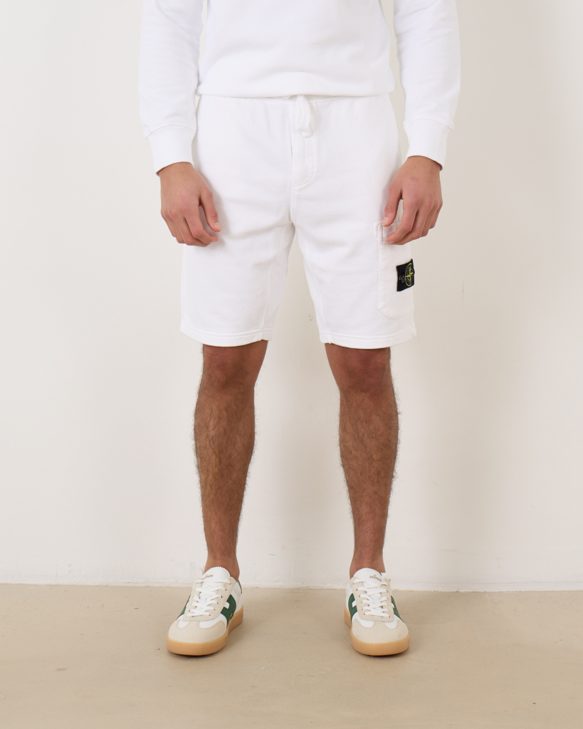 Stone Island Cargo Sweatpants Shorts White