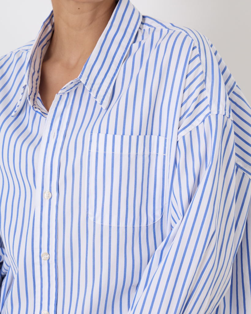 Denimist Button Front Shirt Dress Blue Stripe