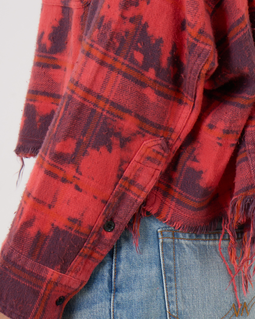 R13 Cropped Work Blouse Red Plaid