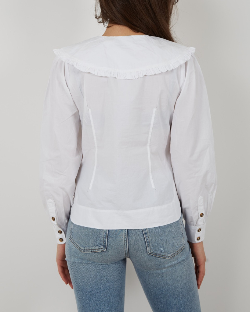 Ganni Poplin cotton blouse wit