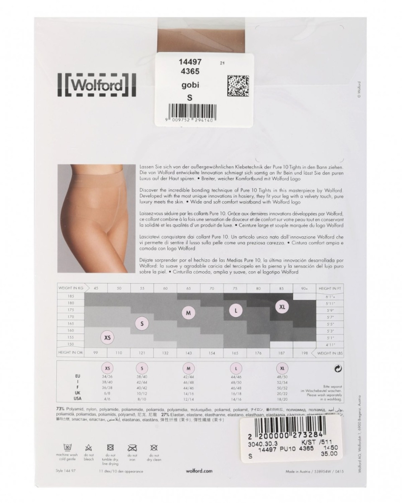 Wolford Pure 10 Tights Fairly Light