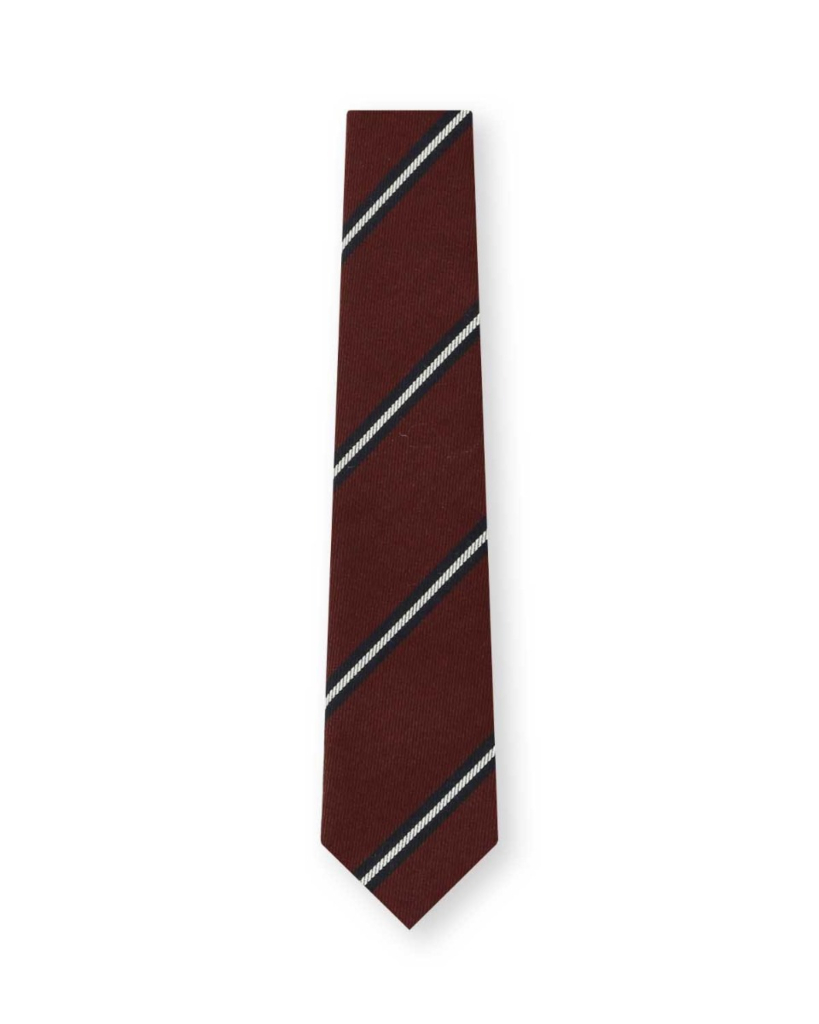 Wine Tie With Small Blue And White Stripe