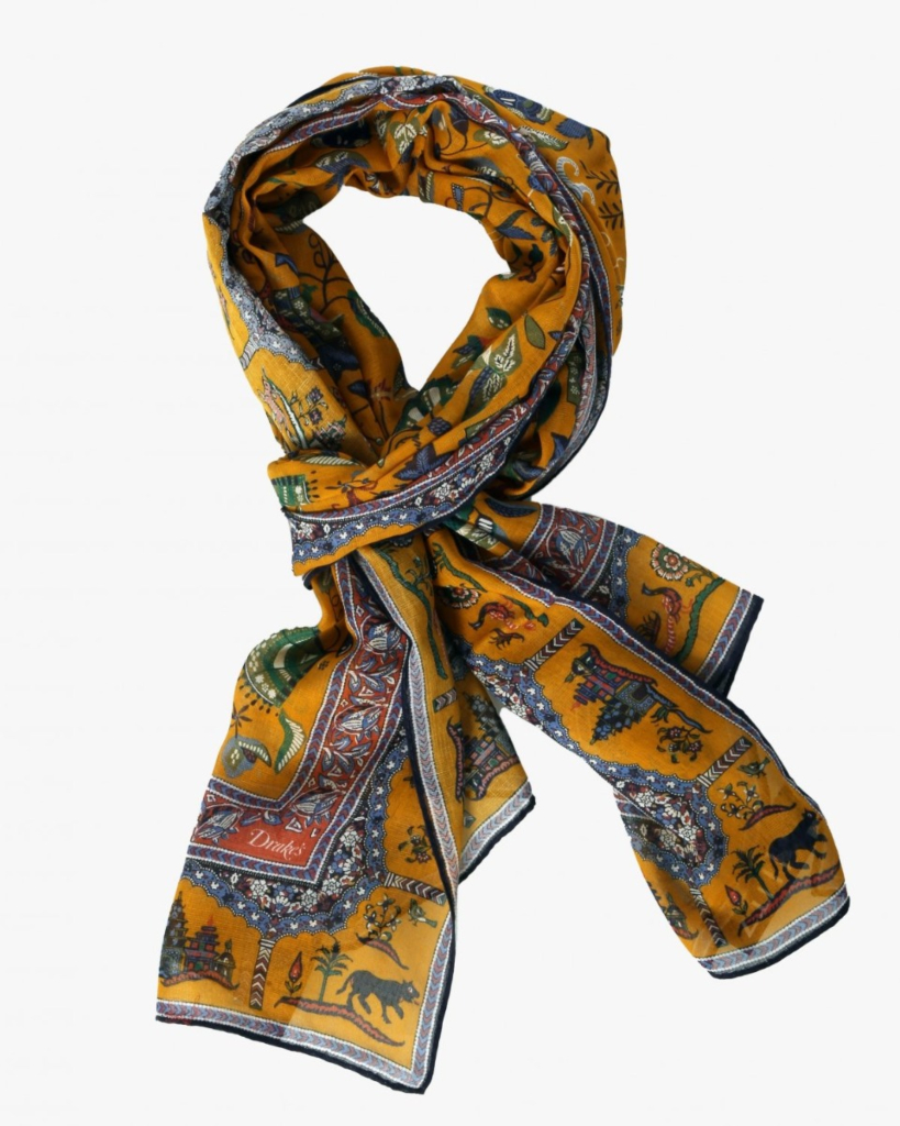 Scarf with yellow print