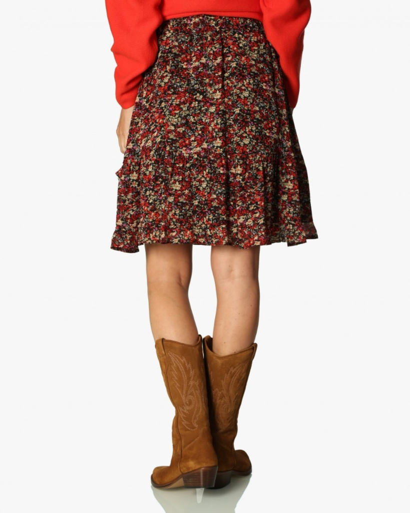 Red flower pint skirt