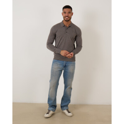 Rijp Ian Polo Knit Pullover Taupe