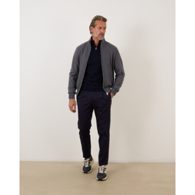 Mandelli Cashmere Jersey Bomber Blue Grey
