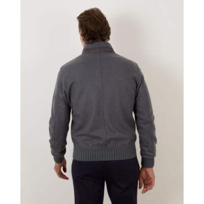 Mandelli Cashmere Jersey Bomber Blue Grey