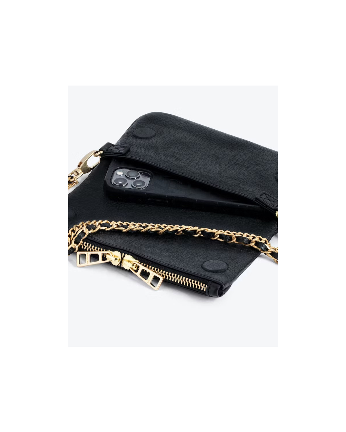 nanacoco Rock Nano Grained Clutch Black Gold