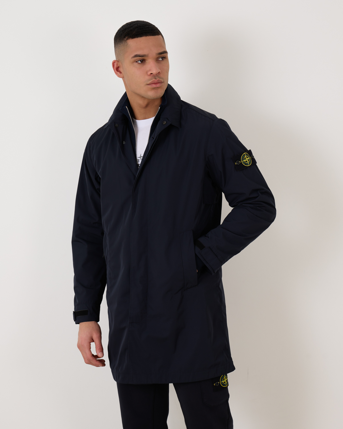 Micro Twill Trench Coat Navy Blue