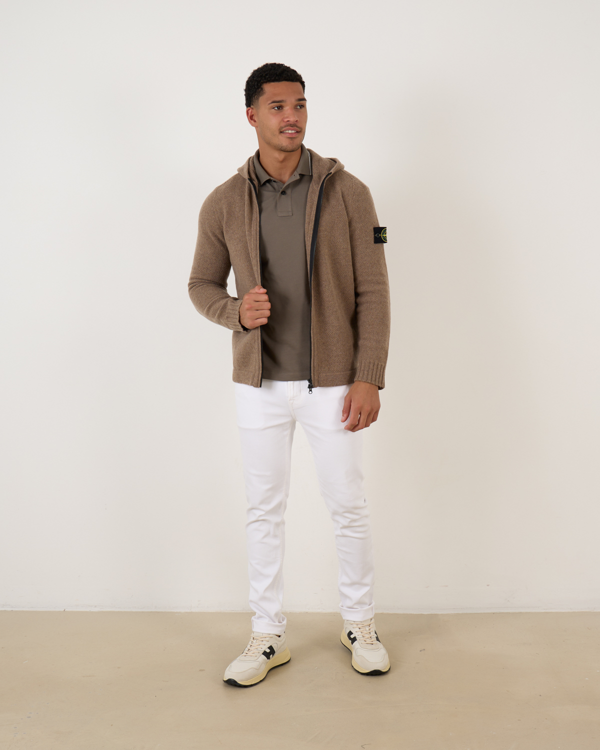 Full Zip Cardigan 567A3 Hood Walnut