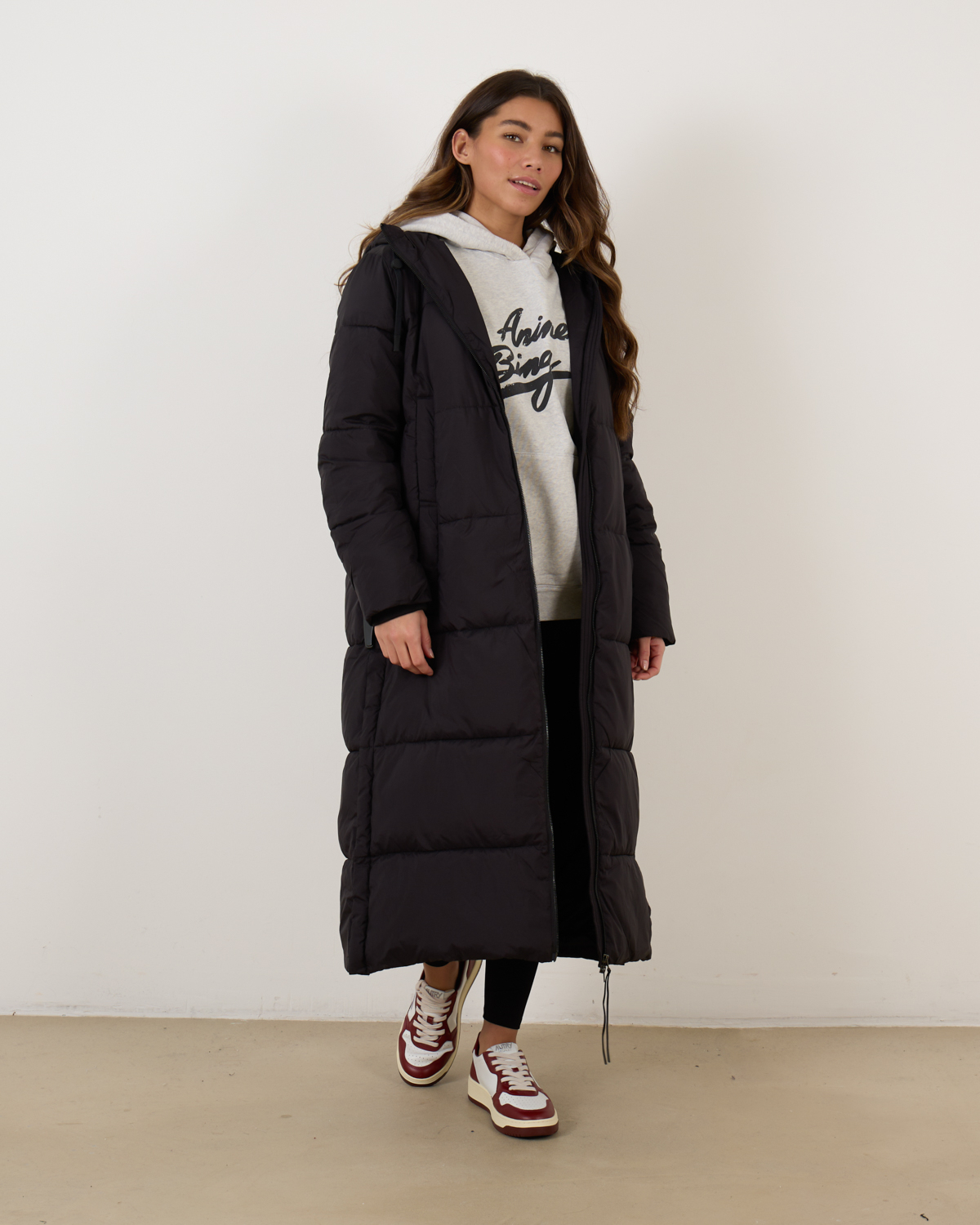 Madison Quilted Long Coat black Sサイズ Extra long quilted coat Black