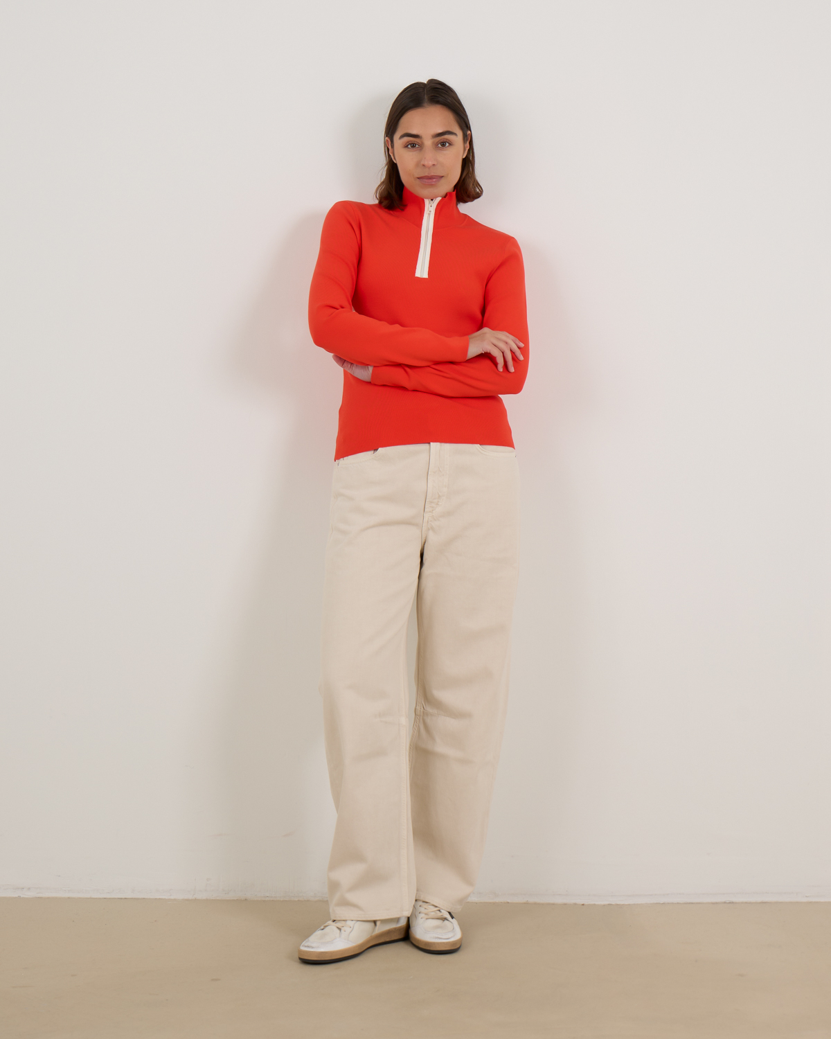 Closed zip sweater coral red | Bestel nu | Gratis verzending