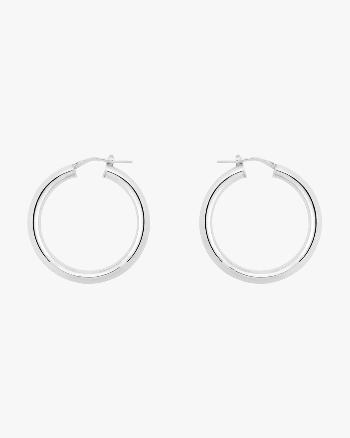 Anna + Nina Round Plain Hoop Earrings Silver