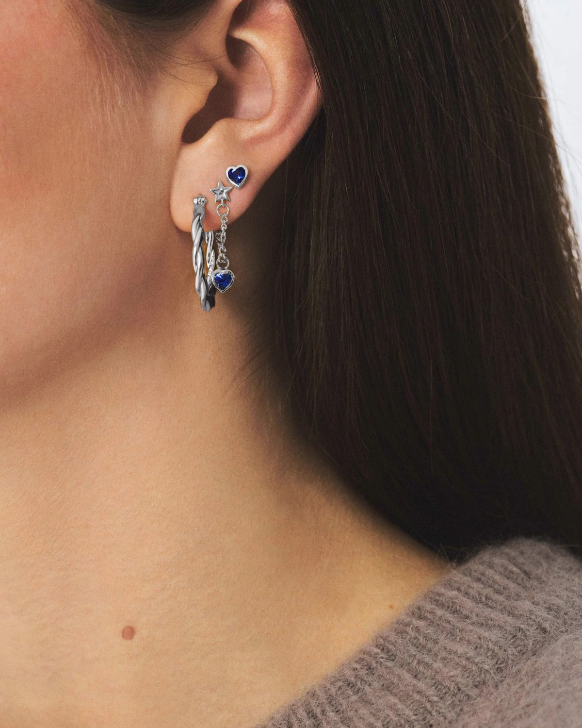 Anna + Nina Single Platonic Love Stud Silver