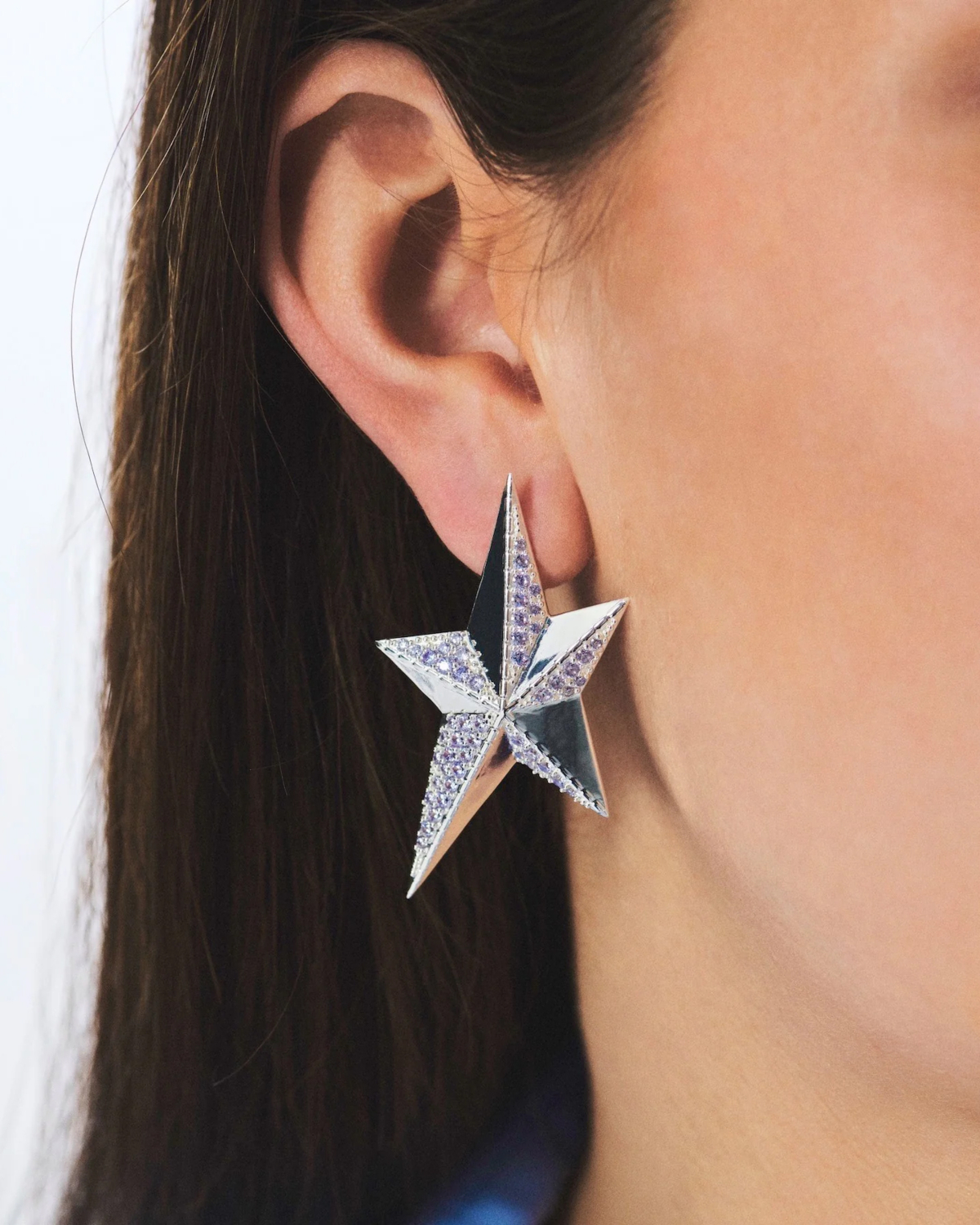 Anna + Nina Single Interstellar Stud Silver
