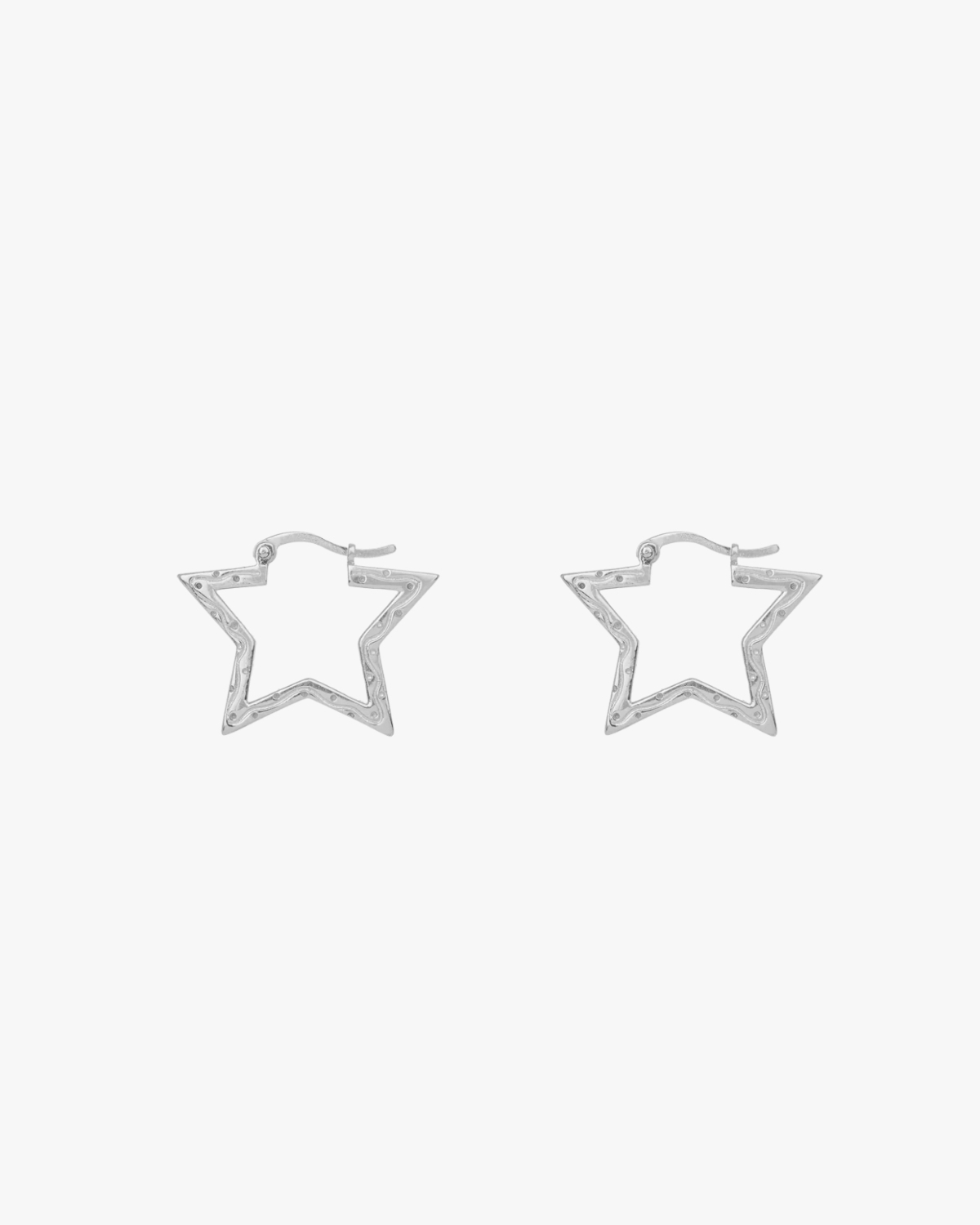 Anna + Nina Small Funky Star Hoop Earrings Silver