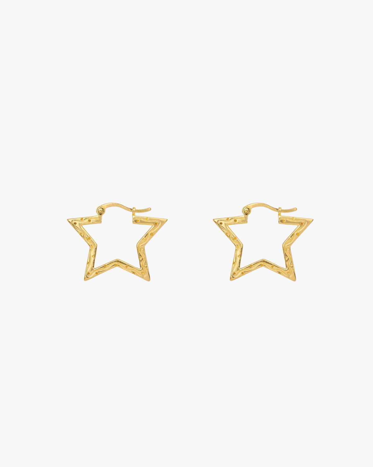 Anna + Nina Small Funky Star Hoop Earrings Gold Plated