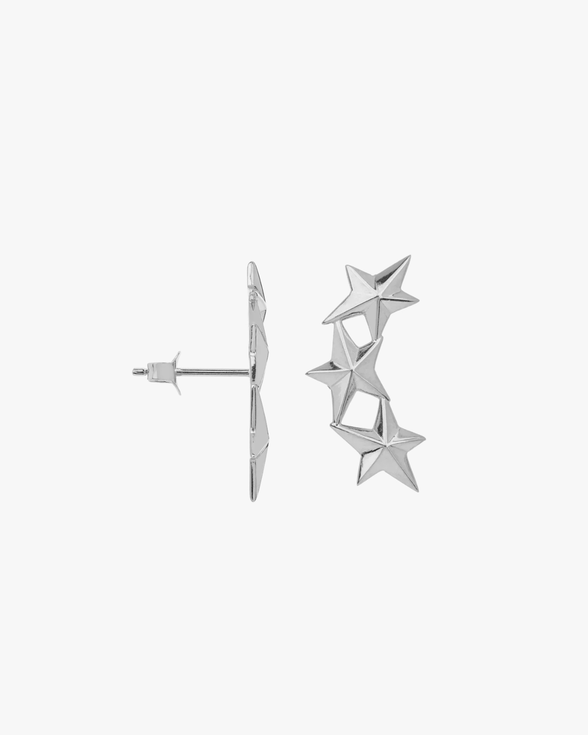 Anna + Nina Single Stars Aligned Stud Silver