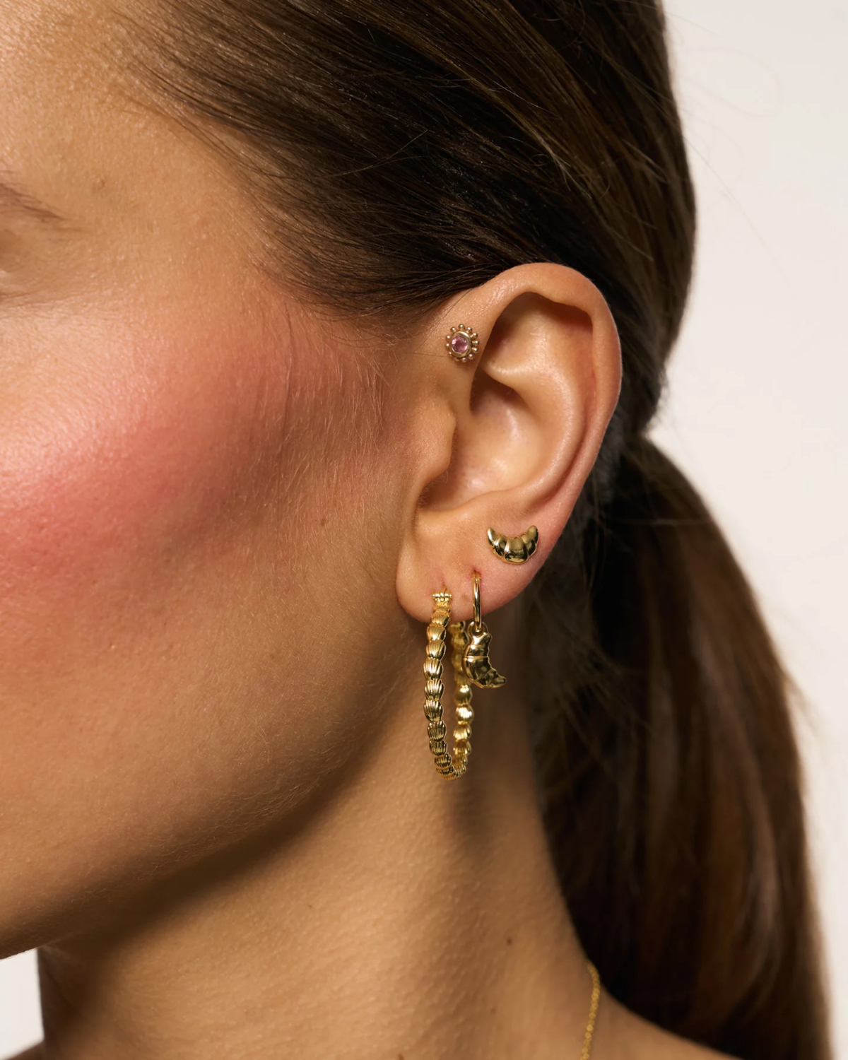 Anna + Nina Large Madeleine Hoop Earrings Gold Plated