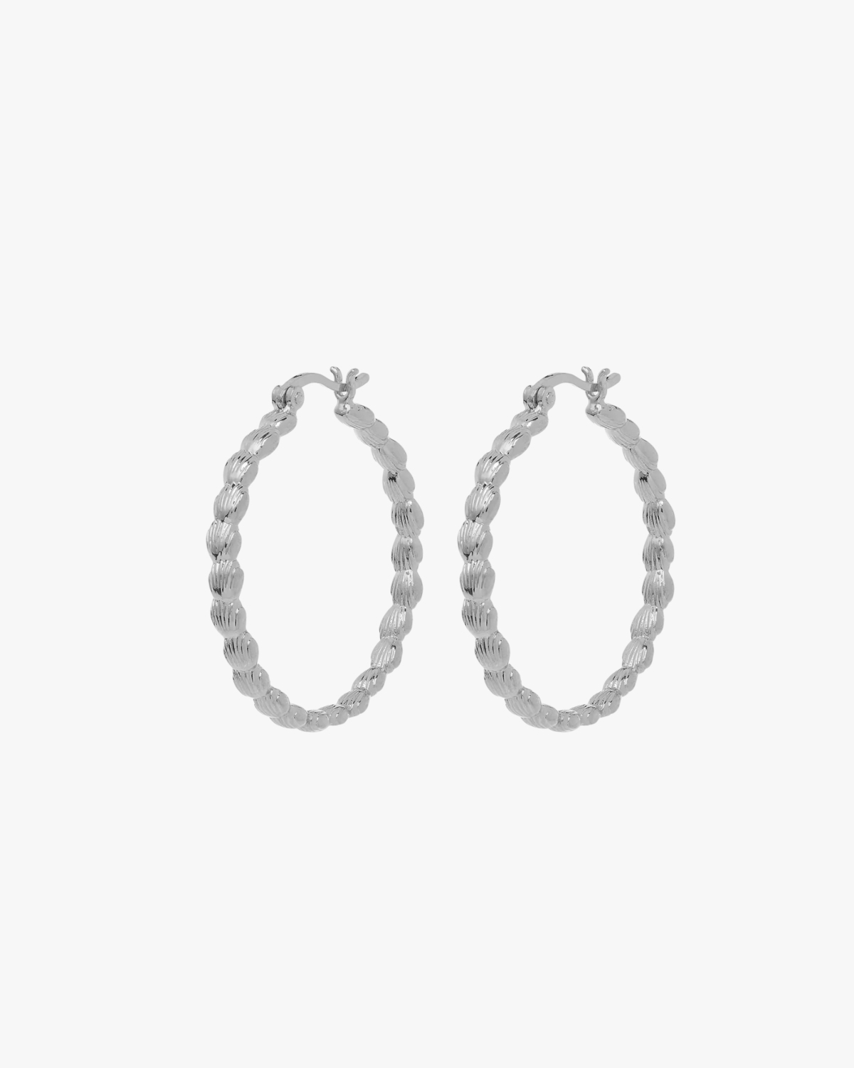 Anna + Nina Large Madeleine Hoop Earrings Silver