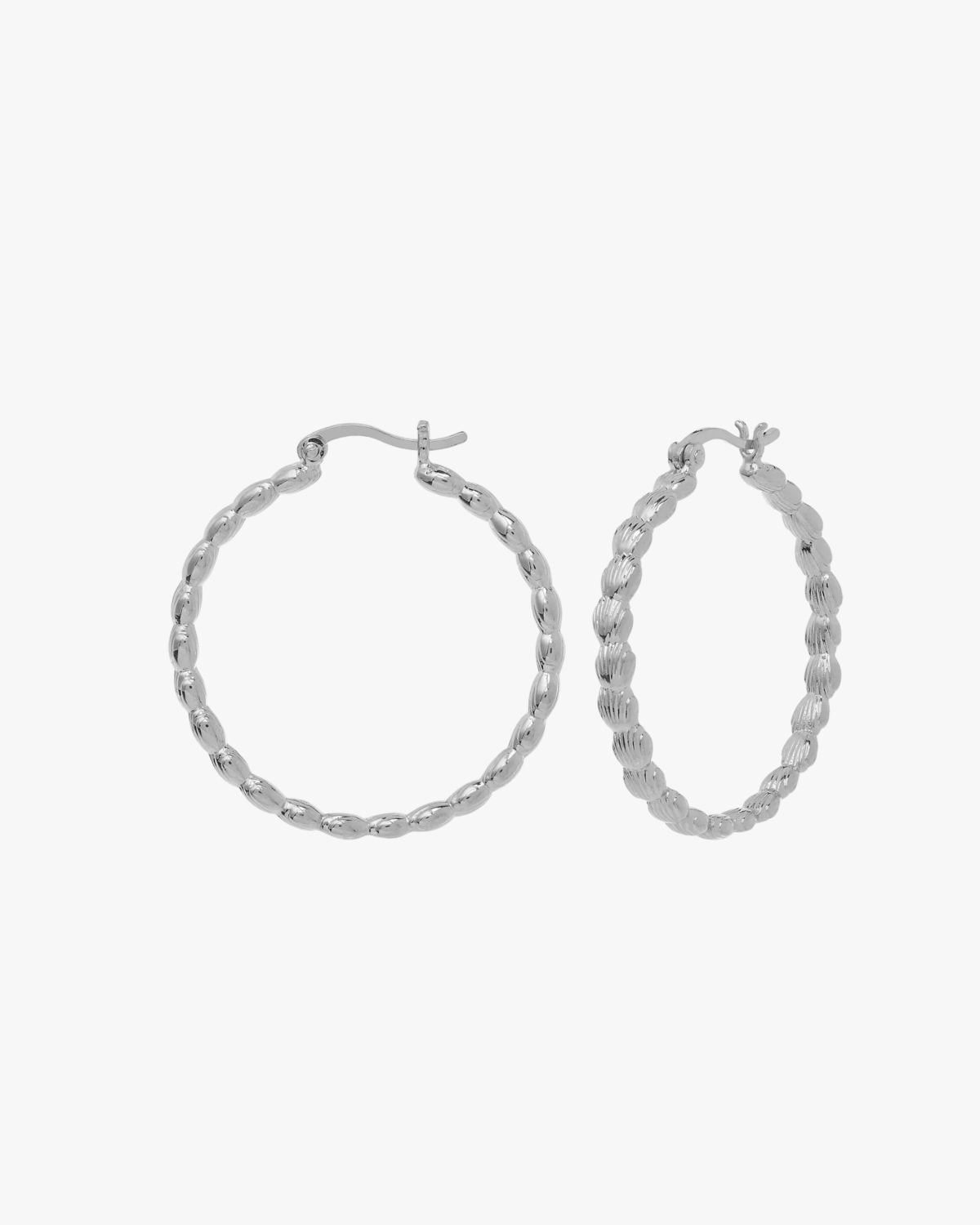 Anna + Nina Large Madeleine Hoop Earrings Silver