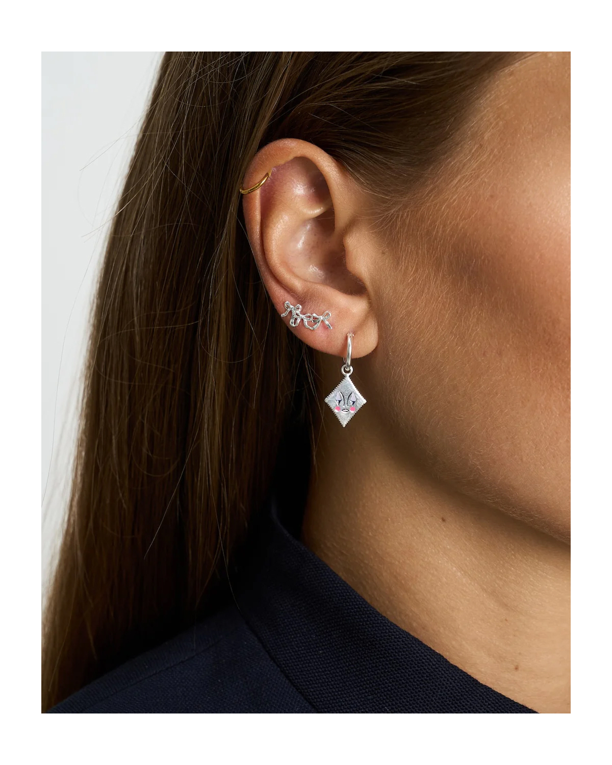 Anna + Nina Single Grand Entrance Stud Silver