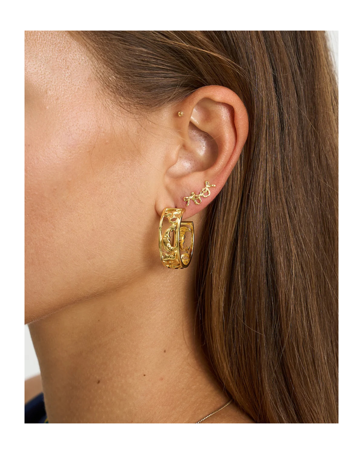 Anna + Nina Single Grand Entrance Stud Gold Plated
