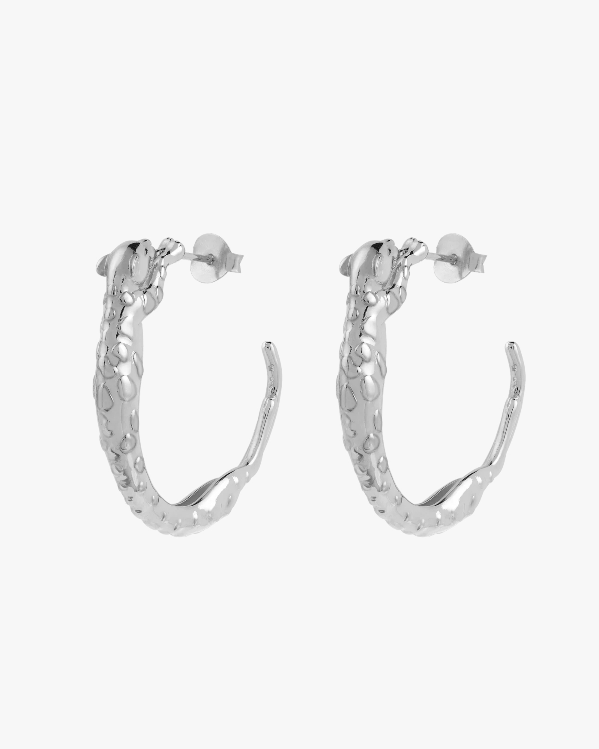 Anna + Nina Big Wild Arc Hoop Earrings Silver